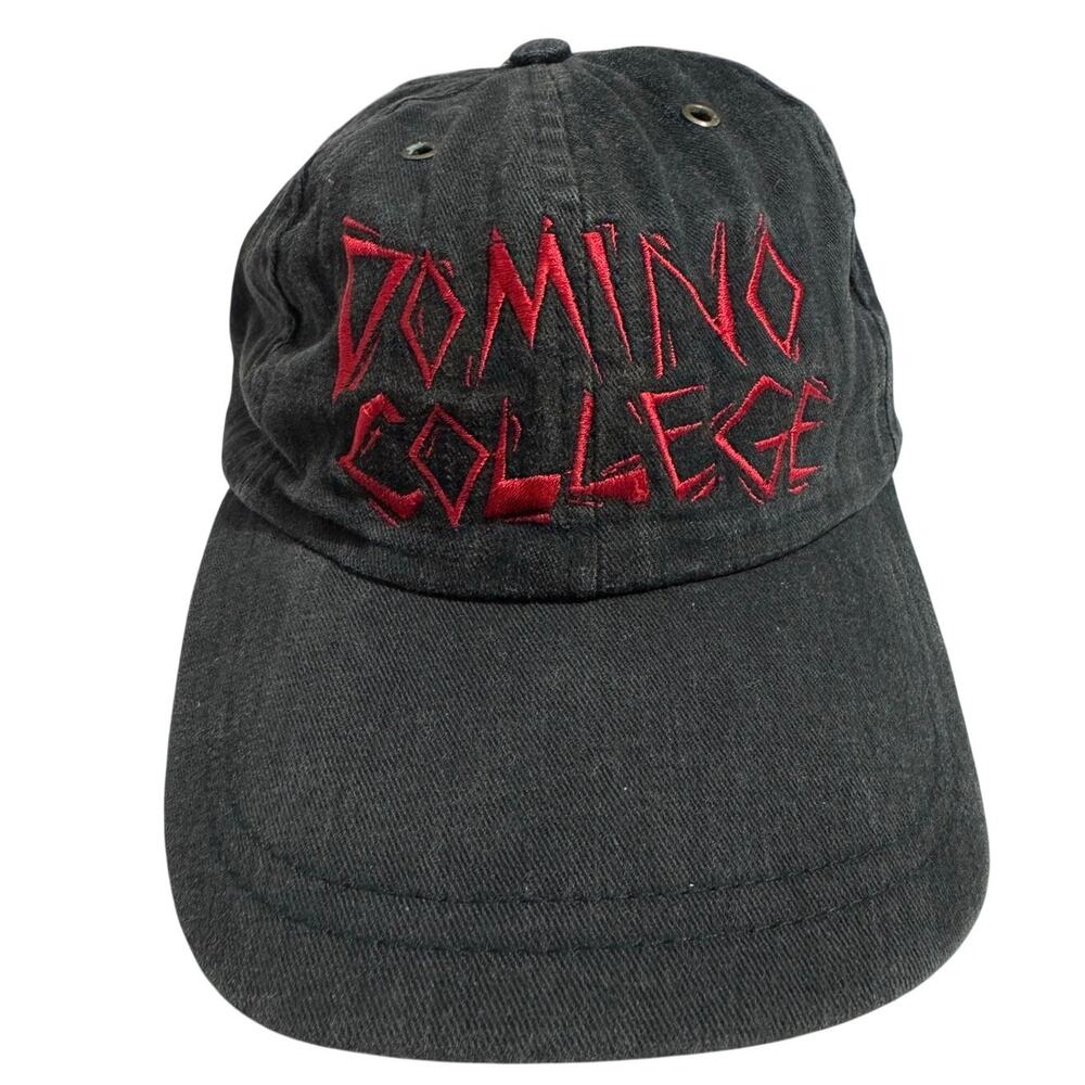 Super Rare Vintage Margaritaville Domino College Strapback Hat Black Red